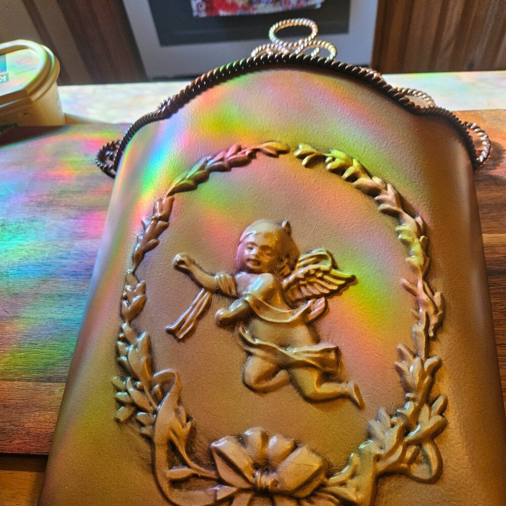 southern living letter holder or wall pocket  with cupid and garland embossed